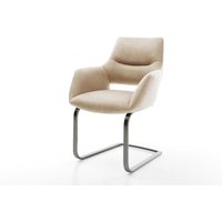 Freischwinger Yago-Flex mit Armlehnen Mikrofaser Beige Vintage Freischwinger flach Graphit Taschenfederkern