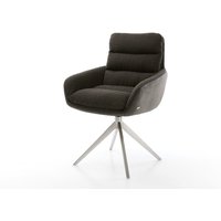 Drehstuhl Abelia-Flex mit Armlehnen Materialmix Schwarz Kreuzgestell breit Edelstahl 360 drehbar Wippfunktion – Bild 2