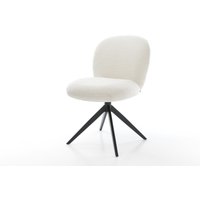 Drehstuhl Nube-Flex Bouclé Soft Beige Kreuzgestell breit Schwarz 360 drehbar Wippfunktion Taschenfederkern