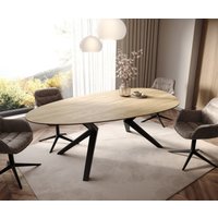 Esstisch Edge Oval 220x120 Keramik Laminam Sabbia Eichefarbig Zenthara kantig Metall Schwarz