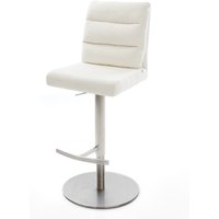 Barstuhl Pela-Flex Bouclé Soft Beige Drehfuß höhenverstellbar Edelstahl Silberfarben – Bild 2