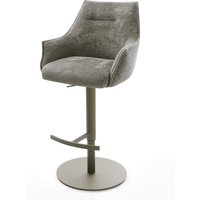Barstuhl Alja-Flex Bouclé Soft Schlamm Drehfuß höhenverstellbar Metall Titanfarben Taschenfederkern