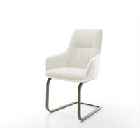 Freischwinger Zelia-Flex mit Armlehnen Bouclé Soft Beige Freischwinger flach Effektfinish Titan Taschenfederkern