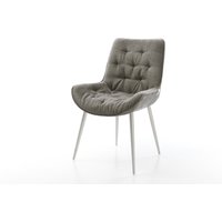 Esszimmerstuhl Taimi-Flex Bouclé Soft Schlamm 4-Fuß konisch Edelstahl