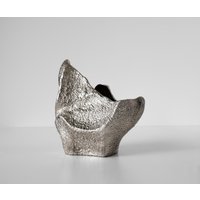 Vase Grotta B31 x T20 x H34 cm Aluminium Platin Handgemacht