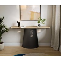 Konsolentisch Edge Boot 140x40 cm Keramik Laminam Sabbia Eichefarbig Conos Metall Schwarz