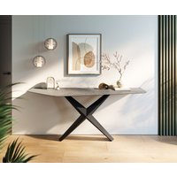 Konsolentisch Edge Polygonal 180x50 cm Keramik Beton Grau Zentharo Metall Schwarz
