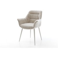 Esszimmerstuhl Kaira-Flex Webstoff Soft Beige 4-Fuß konisch Edelstahl