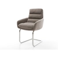 Freischwinger Abelia-Flex mit Armlehnen Strukturstoff Soft Taupe Freischwinger flach Edelstahl