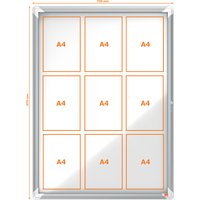 nobo Schaukasten Premium Plus, Metall-Rückwand, 9 x DIN A4