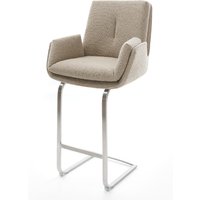 Barstuhl Clea-Flex Bouclé Schlamm Freischwinger Flach Edelstahl Silberfarben