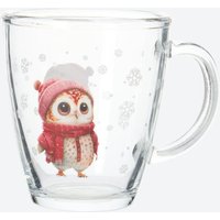 Glas-Tasse mit Weihnachtsmotiv, Ø ca. 9,1 cm, Höhe ca. 10,2 cm