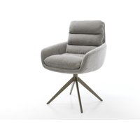 Drehstuhl Abelia-Flex mit Armlehnen Strukturstoff Soft Grau Kreuzgestell breit Effektfinish Titan 360 drehbar Wippfunktion