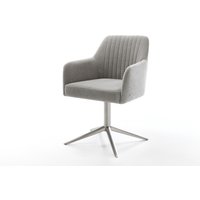 Drehstuhl Greg-Flex Strukturstoff Soft Grau Fußkreuz Edelstahl 360 drehbar Wippfunktion Taschenfederkern
