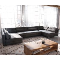 Wohnlandschaft Elio XL 400x185 cm Lederimitat Vintage Anthrazit