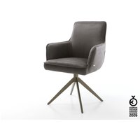 Drehstuhl Heira-Flex mit Armlehnen Mikrofaser Anthrazit Vintage Kreuzgestell breit Effektfinish Titan 360 drehbar Taschenfederkern