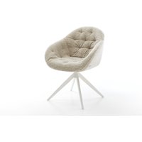 Drehstuhl Gaio-Flex Webstoff Soft Beige Kreuzgestell breit Weiß 360 drehbar Wippfunktion