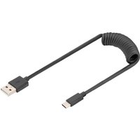 DIGITUS USB 2.0 Spiralkabel, USB-A - USB-C Stecker, 1,0 m – Bild 2