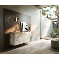 Sideboard Cuor 150 cm Keramik Minas Melange Weiß-Beige 3 Türen Schwebend