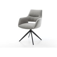Drehstuhl Yago-Flex mit Armlehnen Strukturstoff Soft Grau Kreuzgestell breit Schwarz 360 drehbar Wippfunktion Taschenfederkern – Bild 2