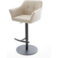 Barstuhl Yulo-Flex Webstoff Soft Beige Drehfuß höhenverstellbar Metall Schwarz