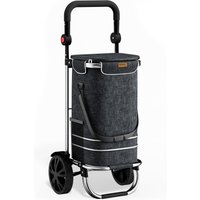 monzana® Einkaufstrolley Schwarz Alu 56L 31x24x54cm