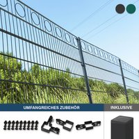 Doppelstabmattenzaun Schmuckzaun Kreis inkl. Eckpfosten Anthrazit/Grün MORATA - 160 cm x 20m 3x Eckpfosten – Bild 2