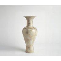 Vase Medora B25 x T25 x H60 cm Metall Alabaster Gold Handgemacht