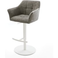 Barstuhl Yulo-Flex Bouclé Soft Schlamm Drehfuß höhenverstellbar Metall Weiß