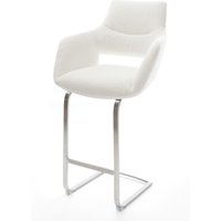 Barstuhl Yago-Flex Bouclé Creme-Weiß Freischwinger Flach Edelstahl Silberfarben Taschenfederkern – Bild 2