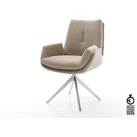 Drehstuhl Clea-Flex Bouclé Schlamm Kreuzgestell breit Edelstahl 360 drehbar Wippfunktion