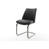 Freischwinger Elso-Flex Echt-Leder Schwarz Freischwinger flach Graphit Taschenfederkern