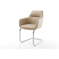 Freischwinger Pejo-Flex Mikrofaser Beige Vintage Freischwinger flach Edelstahl Taschenfederkern