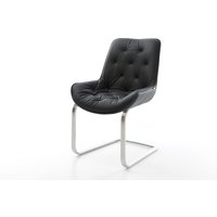 Freischwinger Taimi-Flex Echt-Leder Schwarz Freischwinger flach Edelstahl