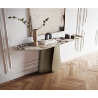 Konsolentisch Edge Polygonal 180x50 cm Keramik Patagonia Poliert Livos Metall Effektfinish Titan
