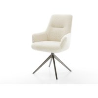 Drehstuhl Zelia-Flex mit Armlehnen Teddystoff Beige Kreuzgestell breit Graphit 360 drehbar Wippfunktion Taschenfederkern