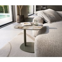 Beistelltisch Edge Boot 50x50 cm Keramik Patagonia Poliert Eleny Metall Effektfinish Titan