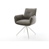 Esszimmerstuhl Nela-Flex Bouclé Soft Schlamm Kreuzgestell konisch Edelstahl