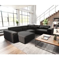 Wohnlandschaft Sirpio 300x210 cm Mikrofaser Schwarz Recamiere variabel