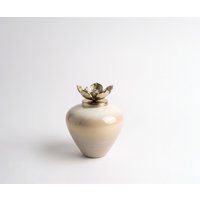 Vase Florena B19 x T19 x H24 cm Glas Vanilla Mokka Handgemacht