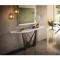 Konsolentisch Edge Polygonal 180x50 cm Keramik Onyx Pearl Spios Metall Effektfinish Titan