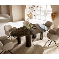 Esstisch Edge Oval 220x120 Keramik Emperador Extra Lucidato Dunkelbraun Pilier Edelstahl Graphit