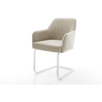 Freischwinger Greg-Flex Webstoff Soft Beige Freischwinger flach Weiß Taschenfederkern