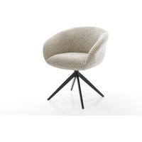 Drehstuhl Vinka-Flex mit Armlehnen Webstoff Soft Beige Kreuzgestell breit Schwarz 360 drehbar Wippfunktion Taschenfederkern