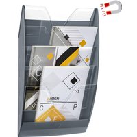 CEP Wand-Prospekthalter, magnetisch, DIN A4, 5 Fächer, grau – Bild 2
