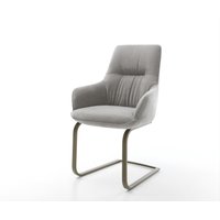 Freischwinger Zelia-Flex mit Armlehnen Strukturstoff Soft Grau Freischwinger flach Effektfinish Titan Taschenfederkern