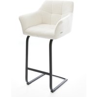 Barstuhl Yulo-Flex Bouclé Soft Beige Freischwinger Flach Metall Schwarz