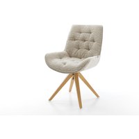 Drehstuhl Taimi-Flex Webstoff Soft Beige Holzgestell kantig Natur 360 drehbar – Bild 2
