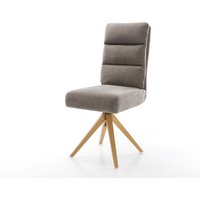 Drehstuhl Pela-Flex Strukturstoff Soft Taupe Holzgestell kantig Natur 360 drehbar Taschenfederkern – Bild 2
