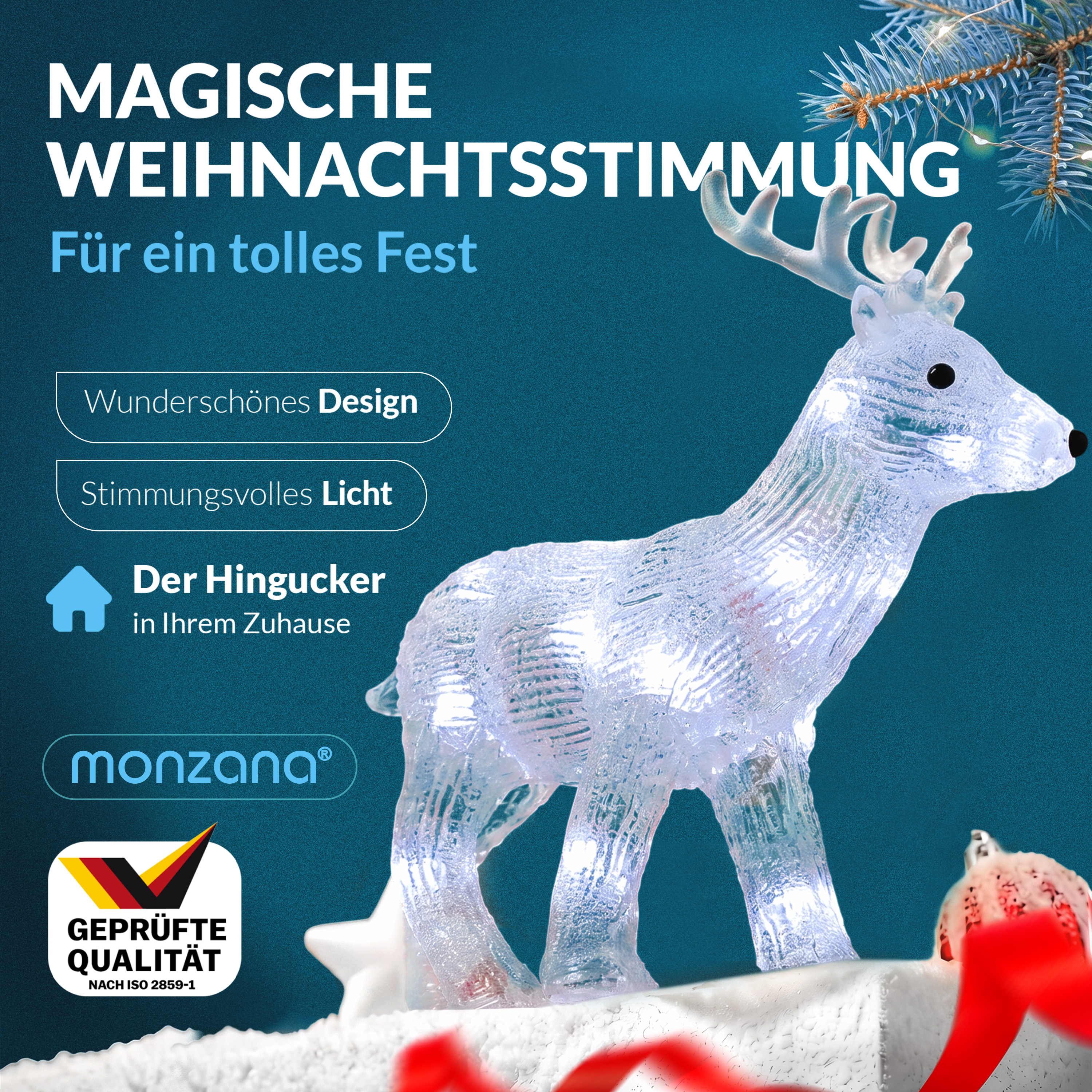 Deuba LED Acryl Figur Weihnachten Hirsch – Bild 2